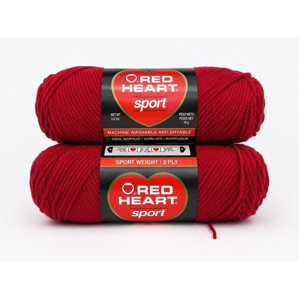 Red Heart Sport Yarn 2 skeins Vermillion 0918 3 Ply Acrylic Different Dye Lots
